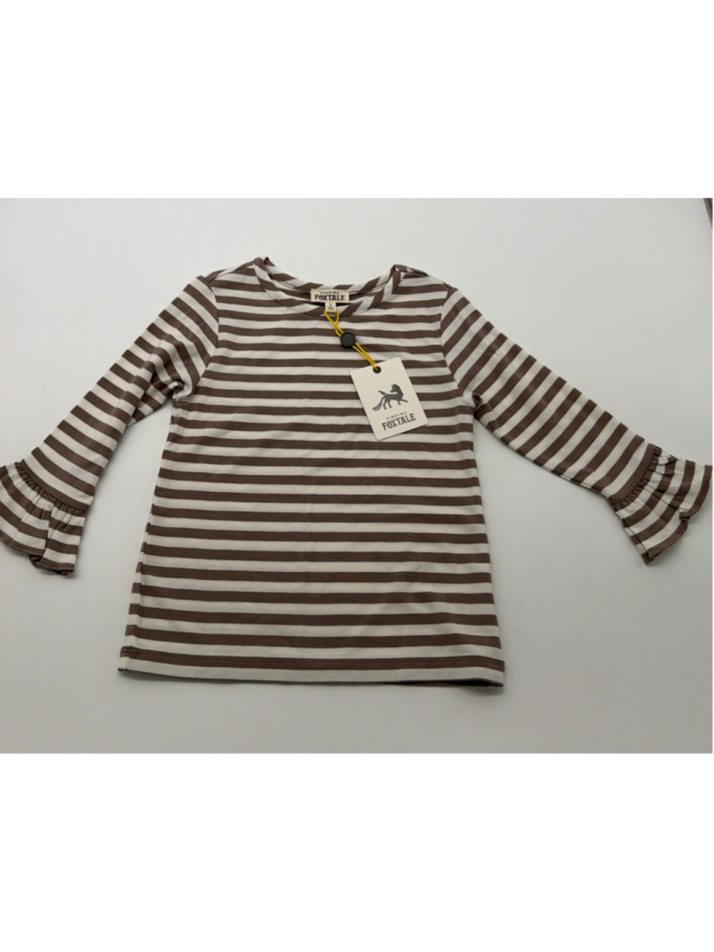 Finding Foxtale Long Sleeve Striped Ruffle Top Grey White Size 3T